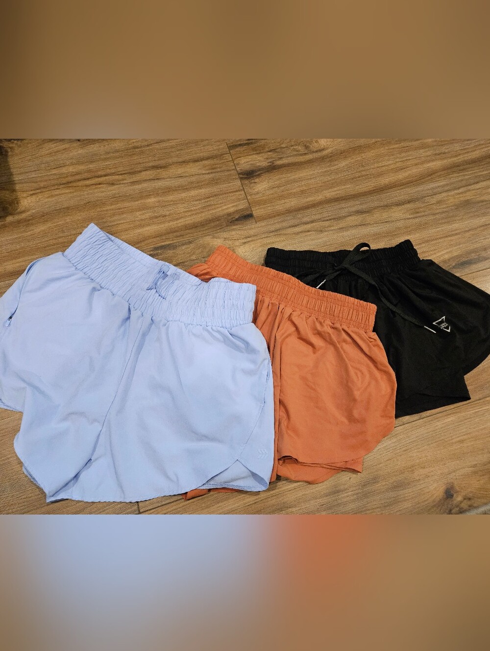 3-Pack Athletic Shorts - Light Blue, Rust Orange, Black